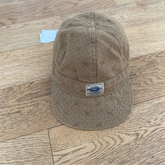 RRL Double RL Ralph Lauren Workwear Engine Moto Shop Hat Cap Print Tan $145 - Picture 1 of 9